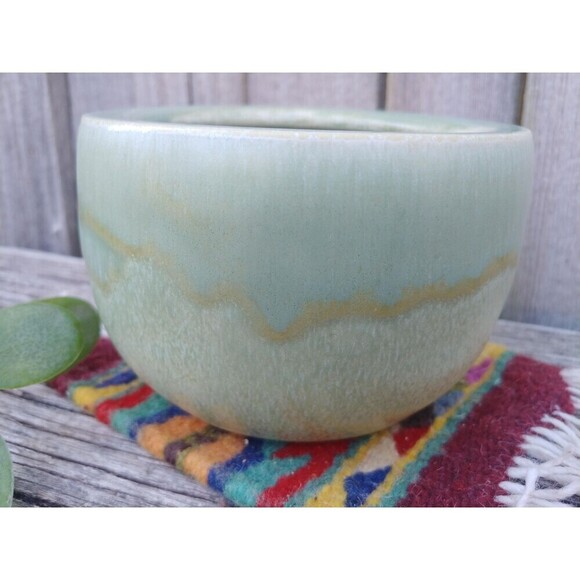 Vintage Green Pottery Bowl // Handcrafted Ceramic Pot - Picture 3 of 10